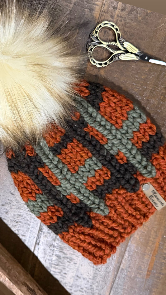 Autumn Mosaic handmade beanie product view