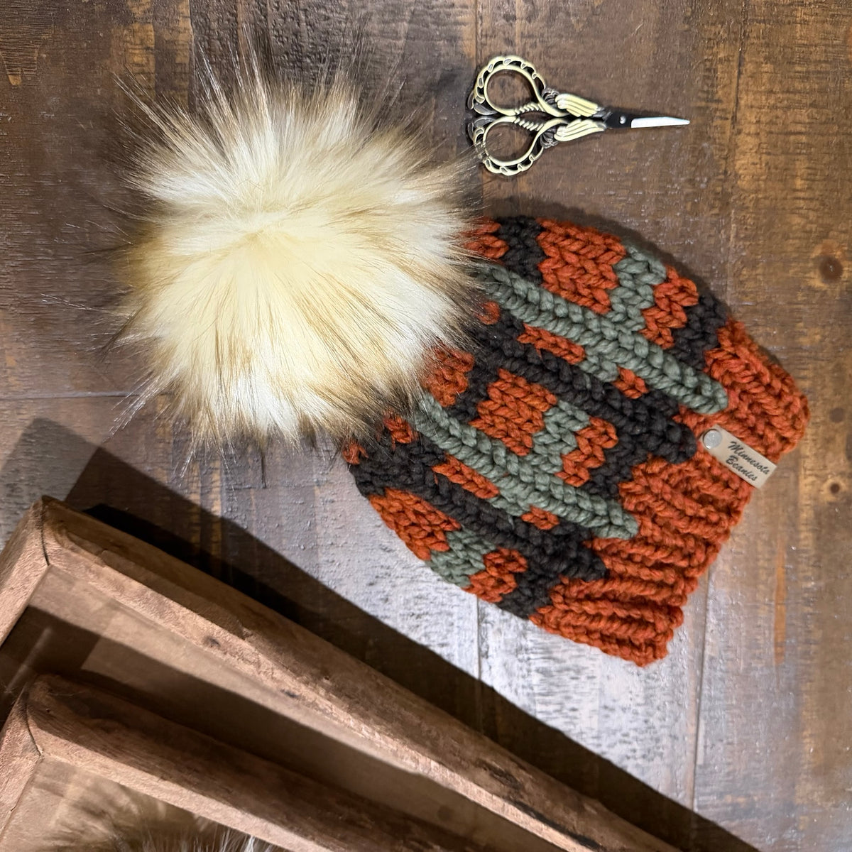 Autumn Mosaic handmade beanie product view