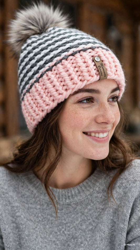 Blush Ridge handmade beanie by Minnesota Beanies