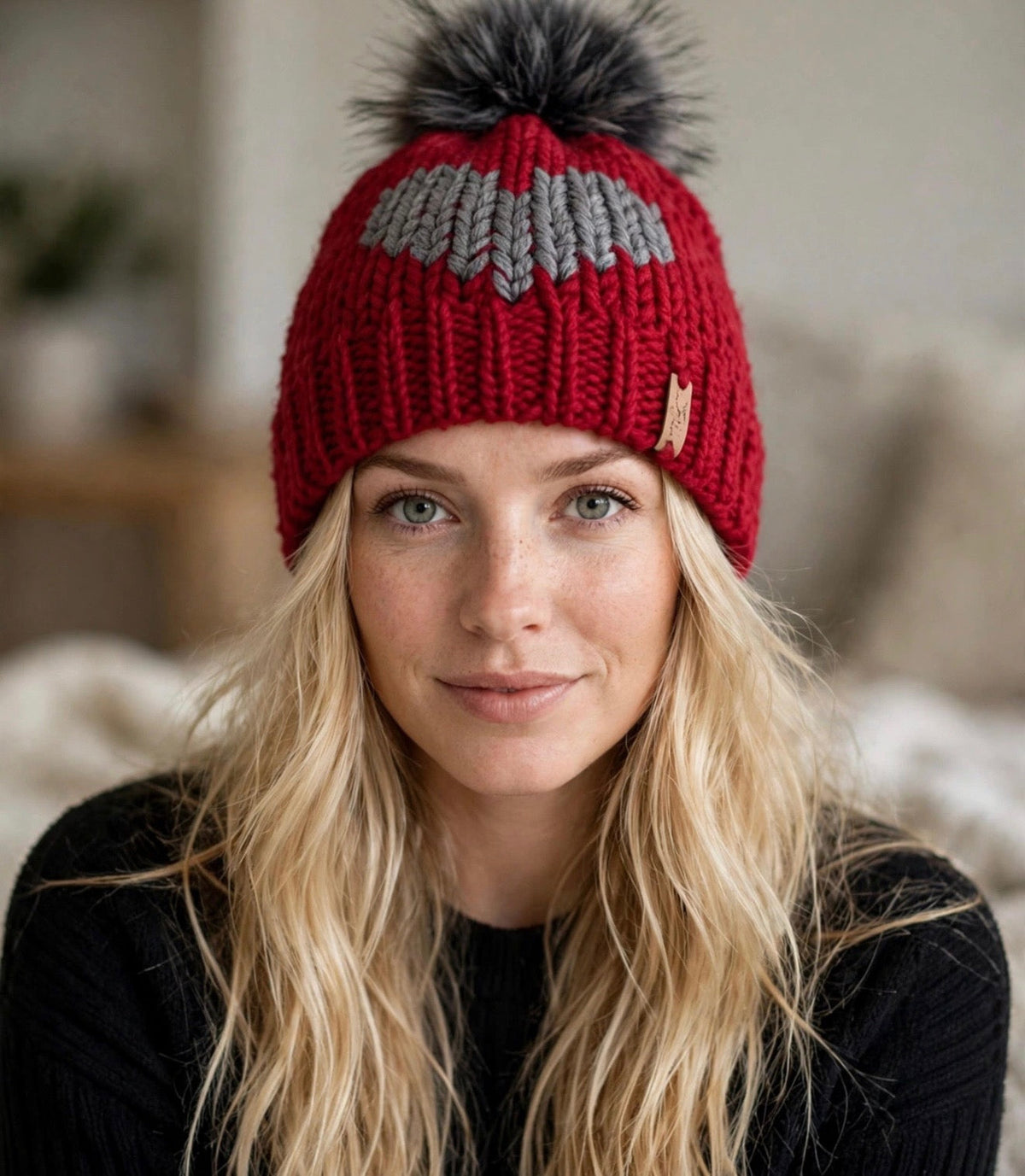Northwoods Ember handmade beanie model photo