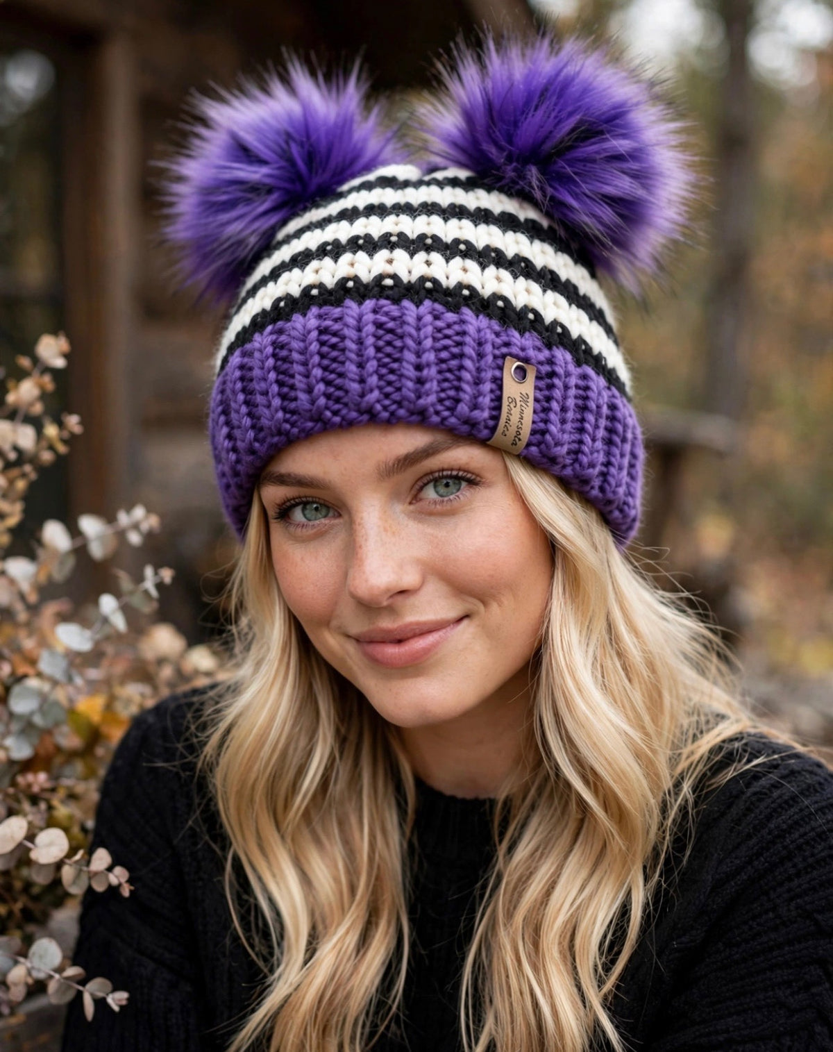 Violet Stripe handmade beanie by Minnesota Beanies