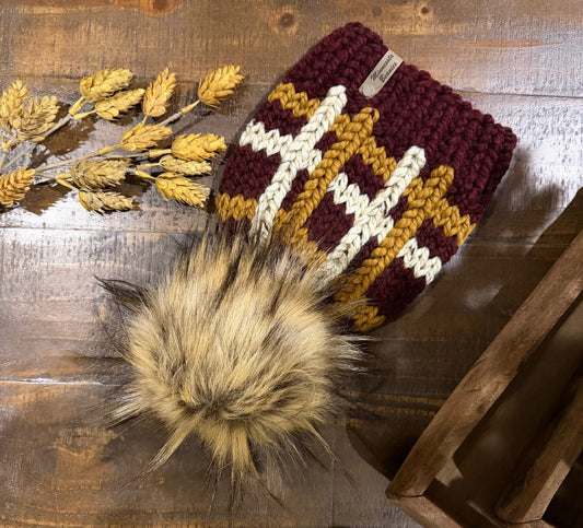 Gopher Gold handmade maroon gold and cream Minnesota Beanies beanie